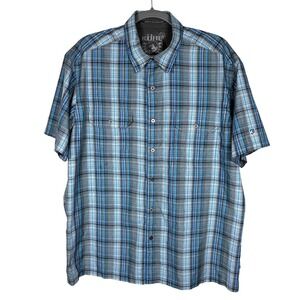 Kuhl Shirt Mens XL Eluxor Plaid Short Sleeve Button Up Outdoor Hiking Camping